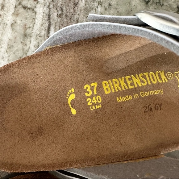 Birkenstock Florida Silver Flat Sandals Women 37 Narrow NWOT - Picture 6 of 6